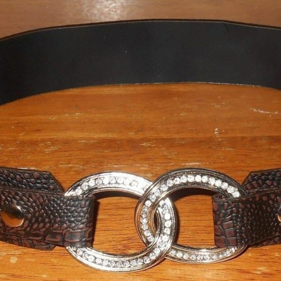 Vintage Faux Snakeskin Rhinestone Buckle Snap Belt